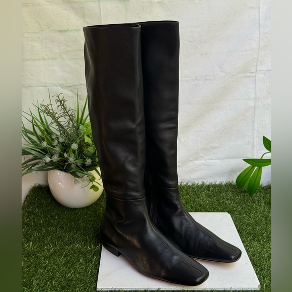 VINCE Women's Nella Knee
High Boot Black soft Leather size 36.5 US 6.5 - Picture 6 of 13